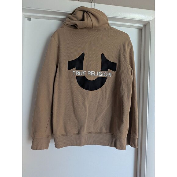 True Religion Horsehoe Logo full Sweatsuit set Med Tan Tracksuit - Picture 3 of 11